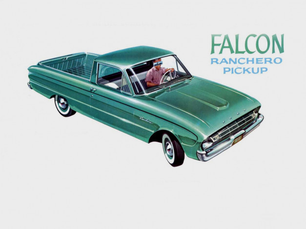 Обои картинки фото 1961, ford, falcon, ranchero, pickup, автомобили, рисованные