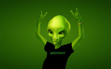 Картинка пришелец 3д графика creatures существа инопланетянин зеленый greenpeace зеоеный мир
