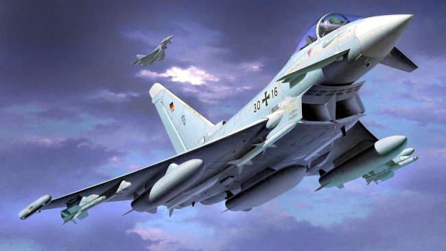 Обои картинки фото eurofighter, авиация, 3д, рисованые, graphic, истребители, тайфун, пара, немцы