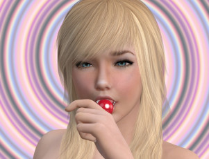 Картинка 3д+графика портрет+ portraits девушка взгляд конфета блондинка