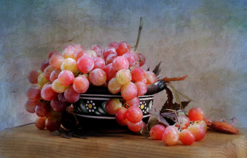 Картинка рисованные еда виноград миска