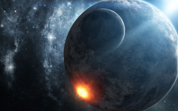 Картинка космос арт взрыв вселенная звезды планеты