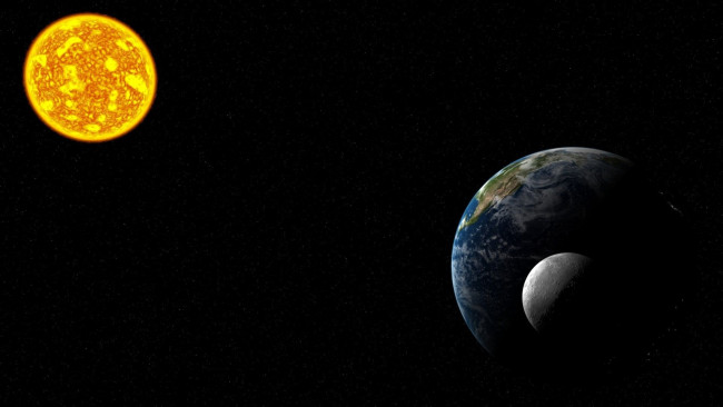 Обои картинки фото космос, солнце, луна, земля
