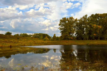 Картинка природа реки озера отражение деревья облака небо