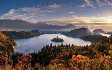 обоя города, блед , словения, bled, lake, озеро, блед, остров