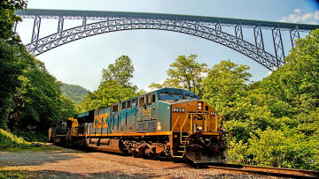 Картинка техника поезда рельсы железная дорога состав мост локомотив