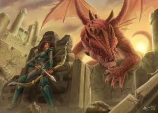 Картинка фэнтези красавицы+и+чудовища амазонка дракон