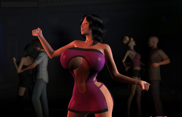 Картинка 3д+графика люди+ people девушка фон взгляд танцы