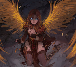 Картинка фэнтези ангелы взгляд девушка поза крылья ангел арт art angel