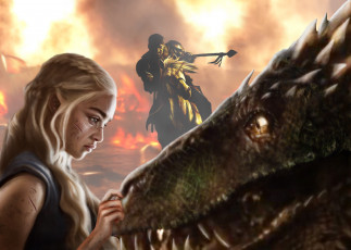Картинка рисованное кино фон мужчина дракон девушка