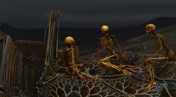 Картинка 3д+графика ужас+ horror скилеты