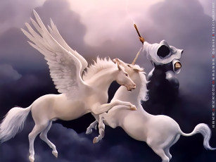 Картинка календари фэнтези единорог капюшон лошадь крылья конь животное calendar 2019
