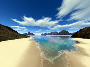 Картинка 3д графика nature landscape природа песок небо берег