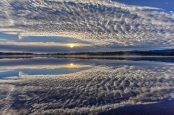 Картинка природа облака bavaria lake kirchsee отражение солнце небо germany бавария германия озеро