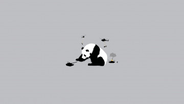 обоя рисованные, минимализм, панда
