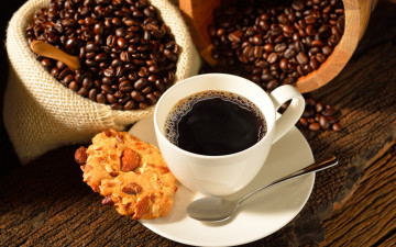 Картинка еда кофе кофейные зёрна печенье зерна