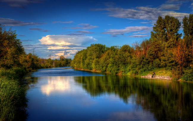 Обои картинки фото природа, реки, озера, лес, река, облака