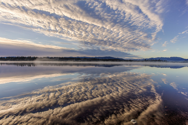 Обои картинки фото lake, kirchsee, bavaria, germany, природа, реки, озера, озеро, кирхзее, бавария, германия, облака, отражение