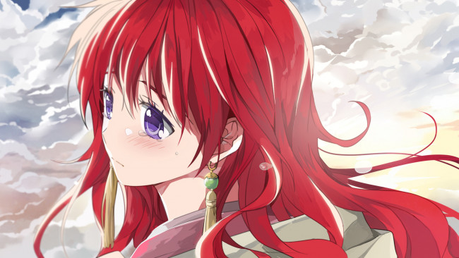 Обои картинки фото аниме, *unknown , другое, красные, волосы, слёзы, плачет, девушка, akatsuki, no, yona