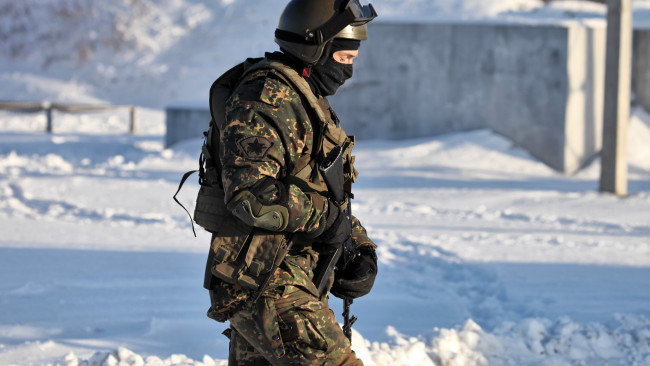 Обои картинки фото оружие, армия, спецназ, снег