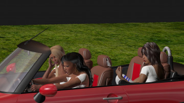 Картинка 3д+графика люди+ people девушки взгляд фон автомобиль