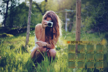 Картинка календари девушки 2018 фотоаппарат растения