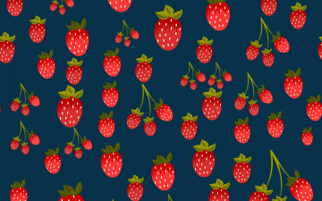 Картинка векторная+графика еда+ food strawberries pattern background клубника текстура фон ягоды
