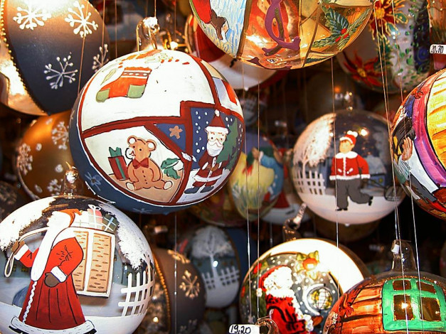 Обои картинки фото colorful, christmas, tree, decorations, праздничные, шарики