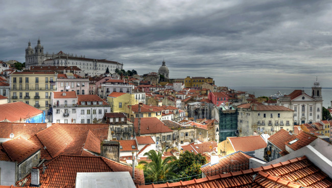 Обои картинки фото города, лиссабон , португалия, лиссабон, панорама, дома