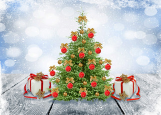 Картинка праздничные Ёлки шары елка зима снег merry snow winter decoration christmas игрушки банты рождество новый год
