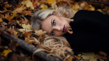 Картинка девушки -+блондинки +светловолосые осень листья блондинка