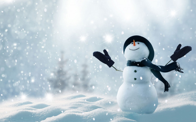 Обои картинки фото праздничные, снеговики, снеговик, снег, жест