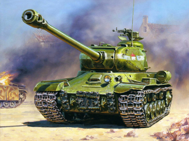 Обои картинки фото рисованное, армия, танк, ис-2