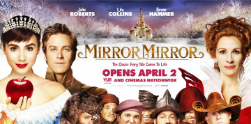 обоя кино фильмы, mirror mirror, белоснежка, яблоко, персонажи, замок, зима