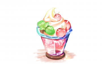 Картинка рисованное еда стакан мороженое