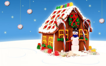 Картинка праздничные -+разное+ новый+год домик снеговик