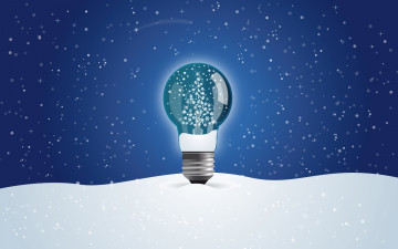 обоя праздничные, векторная графика , новый год, лампочка, ёлка, снег