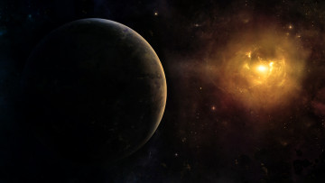 Картинка космос арт anomaly звезды свет планета астероиды