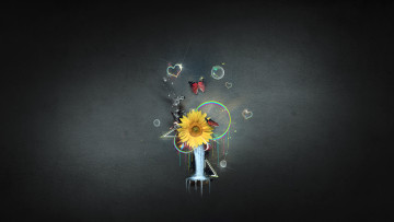 Картинка векторная графика стиль цветок пузыри вода узоры краски сердце круги