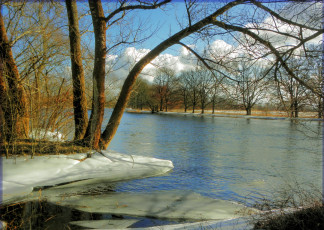 Картинка германия бранденбург ратенов природа реки озера река зима снег