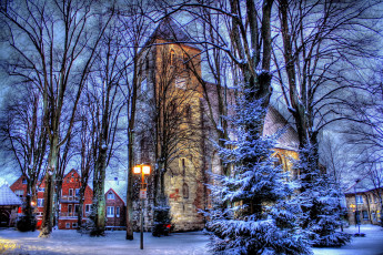 Картинка havixbeck германия города улицы площади набережные дома снег зима улица