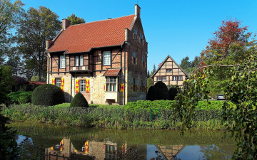 Картинка германия дренштайнфурт города здания дома река пейзаж