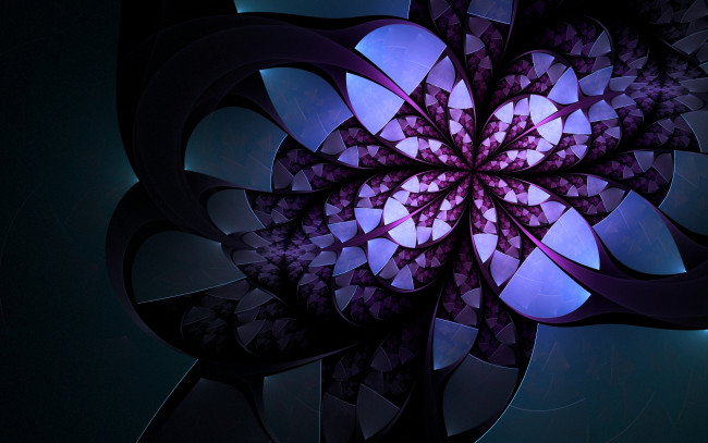Обои картинки фото 3д, графика, fractal, фракталы, тёмный, фон, белый, фиолетовый, цветок