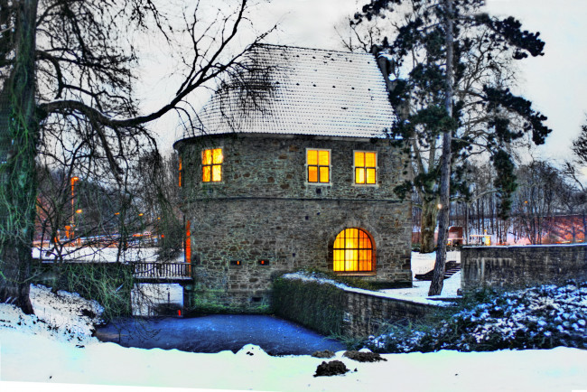 Обои картинки фото германия, dortmund, castle, br&, 252, nninghausen, города, дворцы, замки, крепости, замок, зима, снег