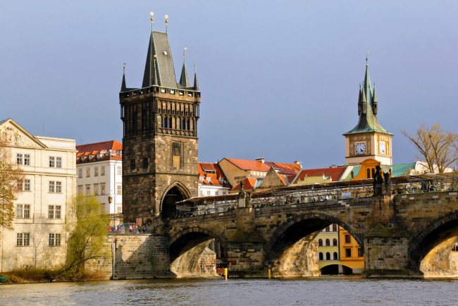 Обои картинки фото прага, города, Чехия, мост, река