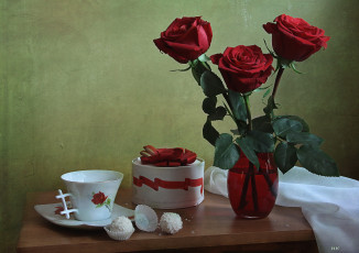 Картинка еда конфеты +шоколад +сладости рафаэлло чашка розы