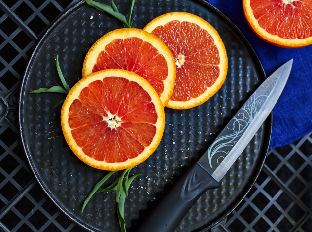 Обои картинки фото еда, цитрусы, апельсин, нож