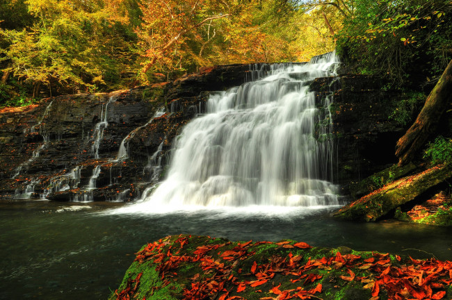Обои картинки фото природа, водопады, поток, осень
