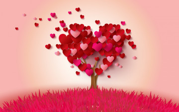 Картинка праздничные день+святого+валентина +сердечки +любовь сердечки дерево pink romantic heart love сердце
