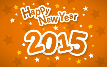 обоя праздничные, векторная графика , новый год, звезды, поздравление, оранжевый, фон, буквы, цифры